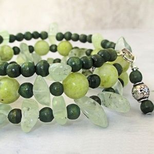 Green Prehnite Gemstone Stacking Bracelet Handmade